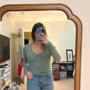 American Eagle Outfitters Olive Ribbed Top